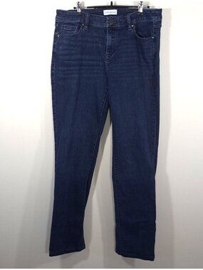 Lane Bryant 14 Long Jean Mid Rise Straight Leg Dark Wash Flex Magic Waistband